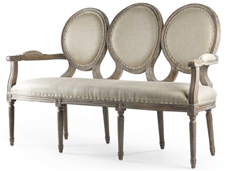 Zentique Medallion Hemp Linen Gray Upholstered Loveseat