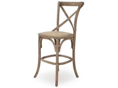 Zentique Parisienne Oak Wood Limed Grey Counter Stool