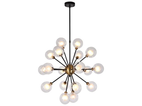Zentique 18-Light8-Light Matte Black Gold Glass Globe Pendant
