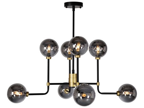 Zentique 8-Light Matte Black Gold Glass Globe Pendant