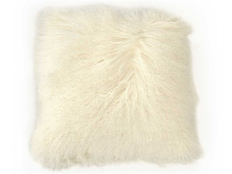 Zentique Tibetan Ivory 20" x 20" Lamb Fur Pillow