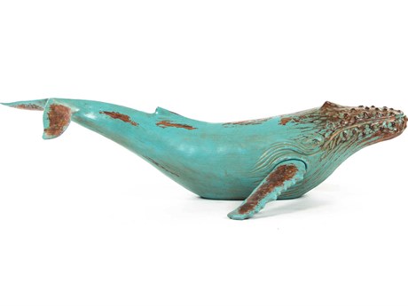 Zentique Distressed Turquoise / Brown Humpback Whale Sculpture