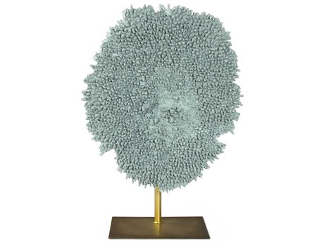 Zentique Pale Blue / Distressed Gold Coral Sculpture