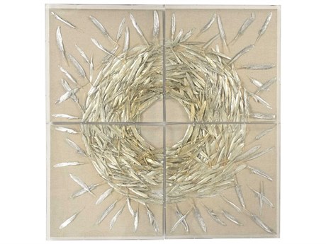 Zentique Gold / Silver Leaf Abstract Feathers Shadow Box Set of 4