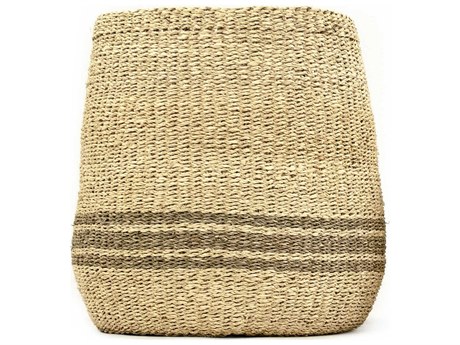 Zentique Beige / Dark Brown 18" Woven Basket