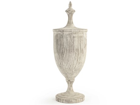Zentique White Wash Wooden Urn