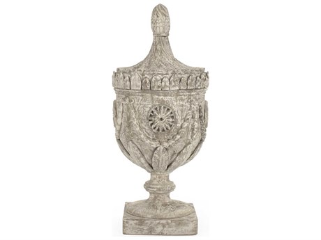 Zentique Lea Distressed Off-White Wooden Urn