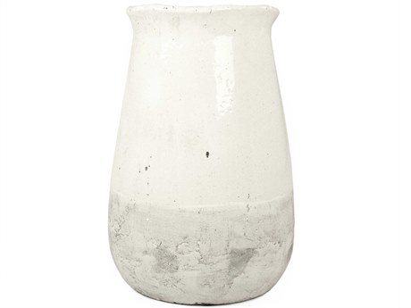 Zentique Distressed White 16" High Vase