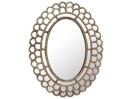 Zentique Flueur Antique Gold Oval Wall Mirror