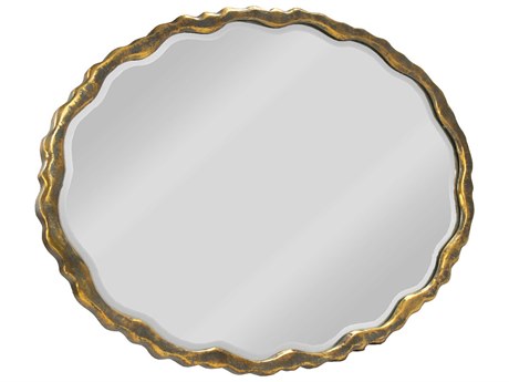 Zentique Aime Distressed Gold Oval Wall Mirror