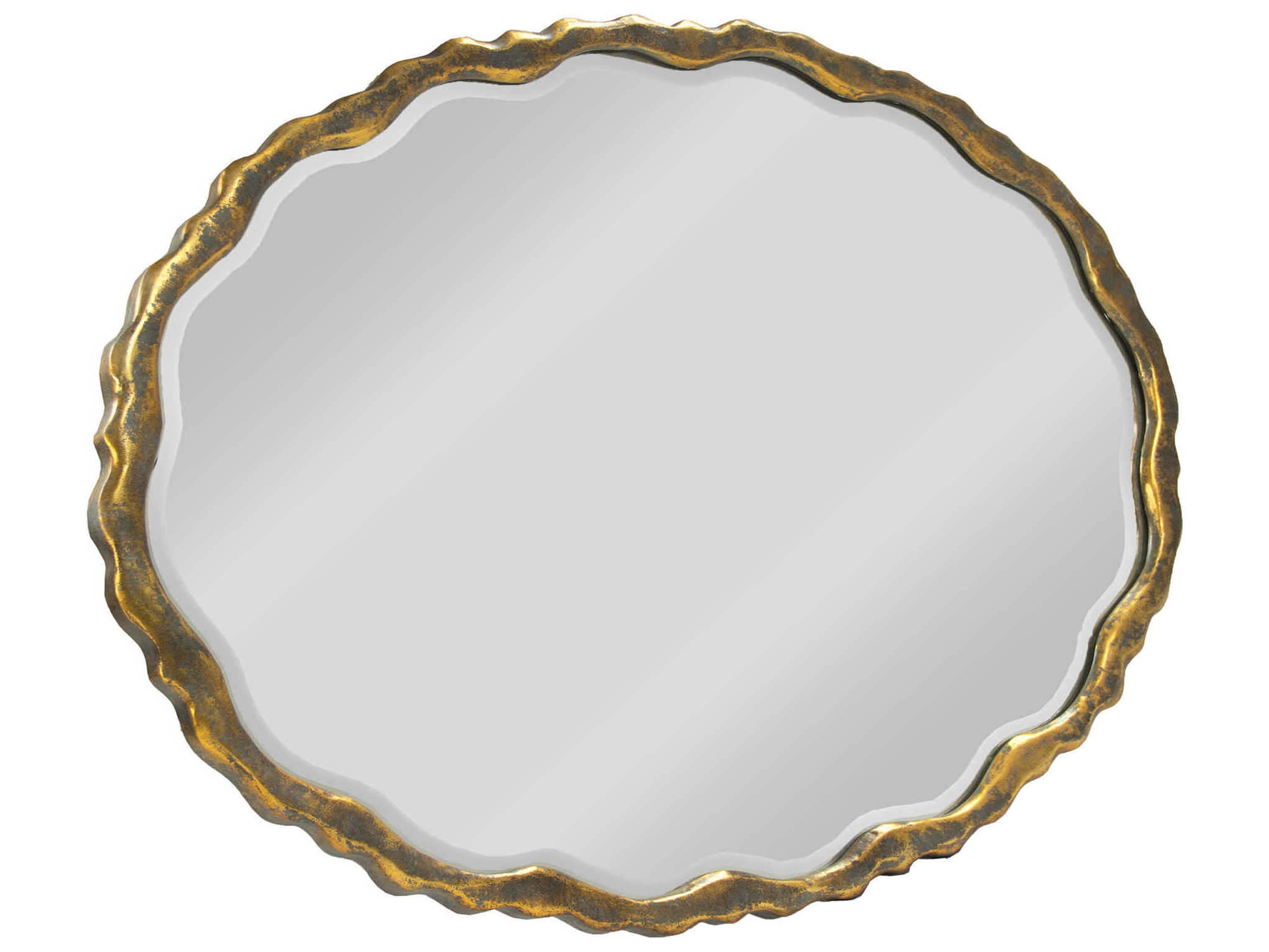 Zentique Aime Distressed Gold 35''W x 25''H Oval Wall Mirror | ZENEZT150765