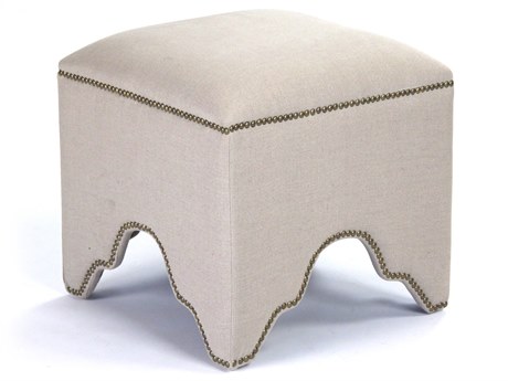 Zentique Willem Natural Linen Cream Upholstered Accent Stool